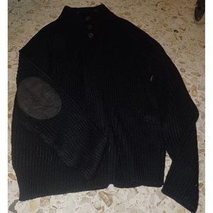 Yoki Men's Knit Sweater Collared XL Black